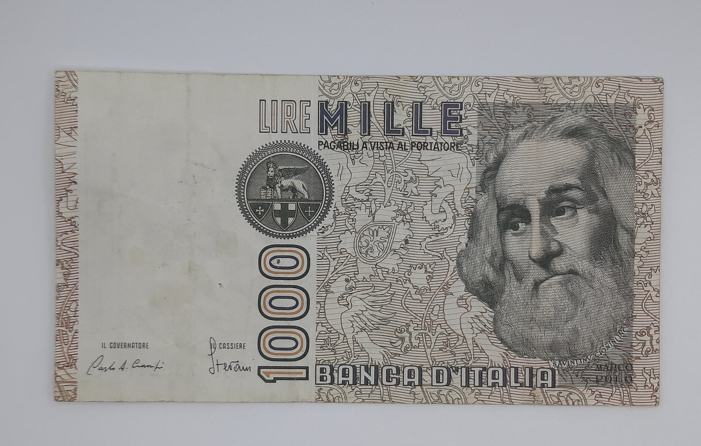 1982 Banca D'Italia, Italy - 1000 Italian Lire ITL Banknote P-109 Serial No. SA 735215 G