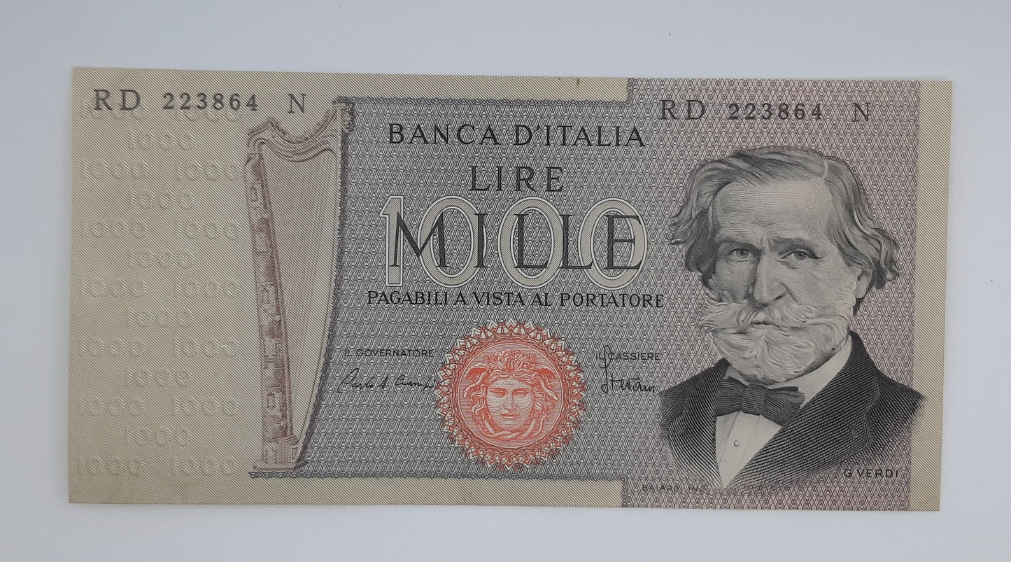 1980 Banca D'Italia, Italy - 1000 Italian Lire ITL Banknote P-109a Serial No. RD 223864 N