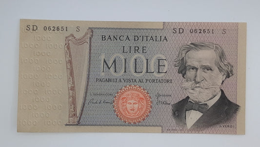 1981 Banca D'Italia, Italy - 1000 Italian Lire ITL Banknote P-109b Serial No. SD 062651 S
