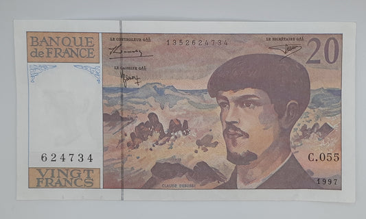 1997 Banque De France - 20 (Twenty) French Francs Banknote Serial No. C055 624734 P-151i