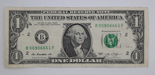 2013 United States of America - 1 (One) US Dollar Federal Reserve Banknote P-471 B 00906661 F