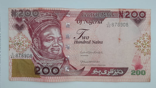 2023 NIGERIA, Central Bank of Nigeria - 200 Nigerian Naira Banknote P-47b.3 Serial No. S40 878908