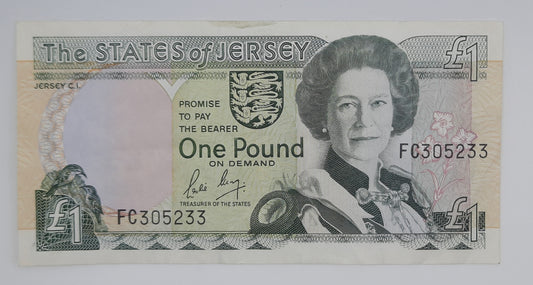 1989 States of Jersey, Channel Islands - 1 (One) Jersey Pound Banknote Serial No. FC 305233 P-15a