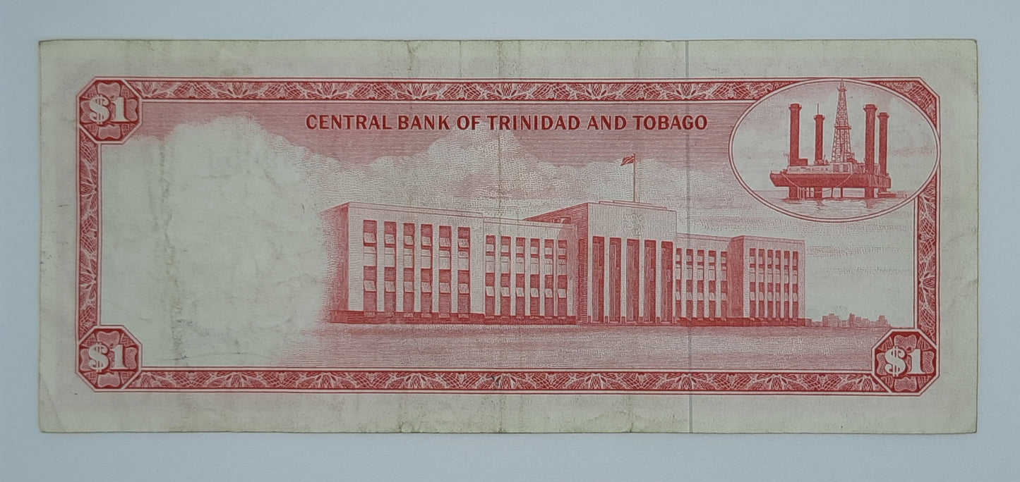 1966 Trinidad and Tobago - 1 (One) Dollar Banknote Serial No. Z 359054 P-26b Queen Elizabth II