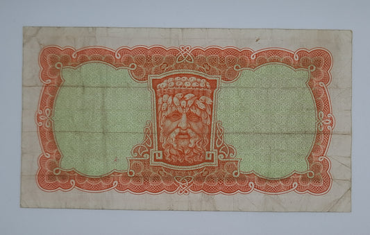 1968 Ireland, The Central Bank of Ireland - 10 Shillings Banknote Serial No. 87P 616551 P-63a
