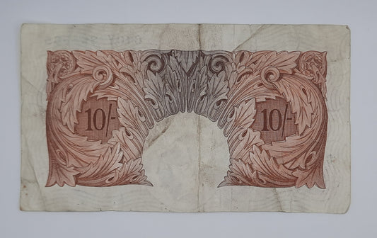 1955 Bank of ENGLAND, UK - 10 /- (Ten) British Shillings Banknote Serial No. C10Y 864665 B-271