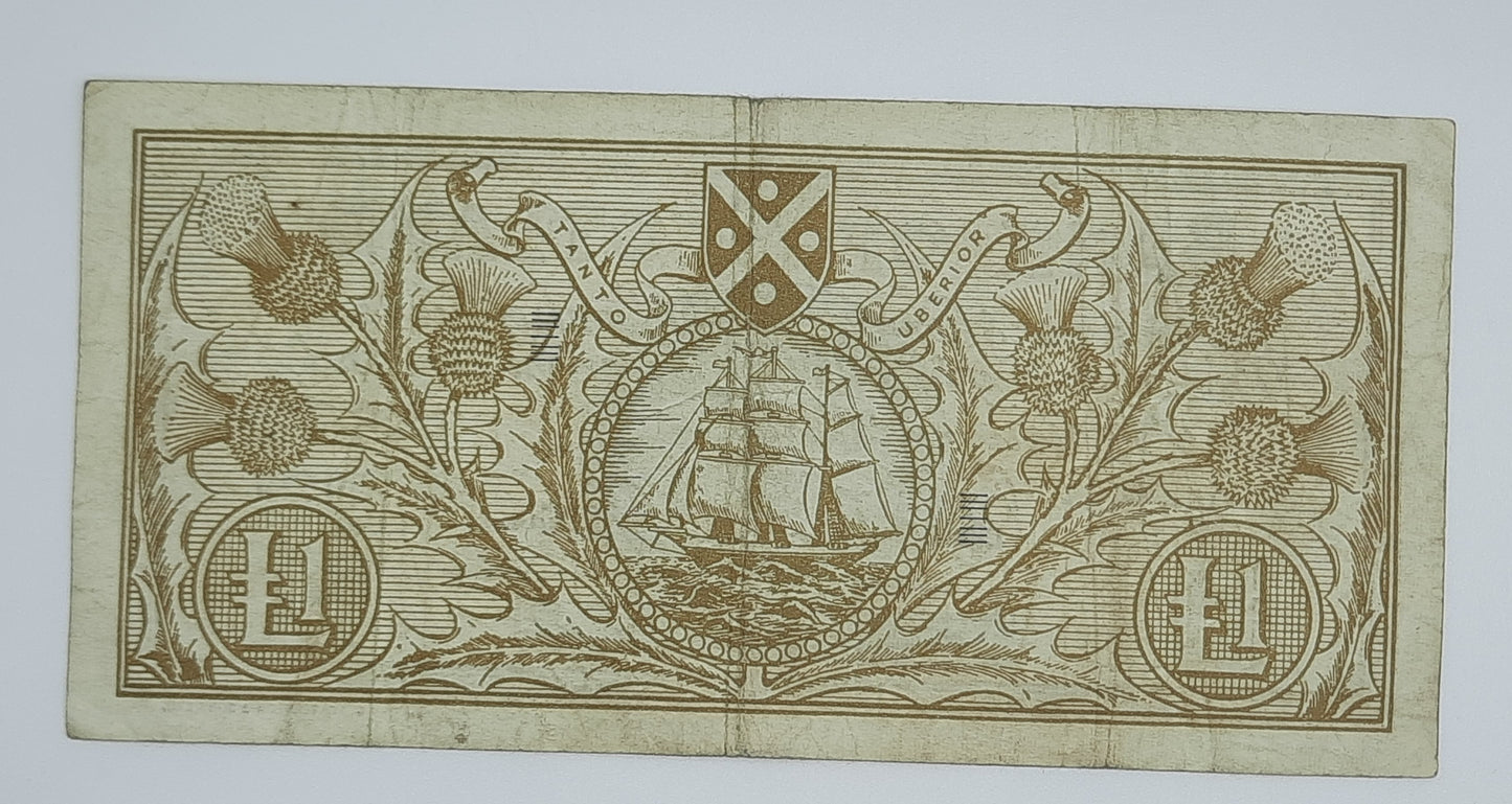 1967 The Bank of Scotland UK - £1 (One) Scottish Pound Banknote Serial No. AV 0545172 P-327a