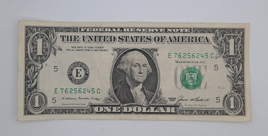 1985 United States of America - 1 (One) US Dollar Federal Reserve Banknote P-454 Serial No. E 76256245 C