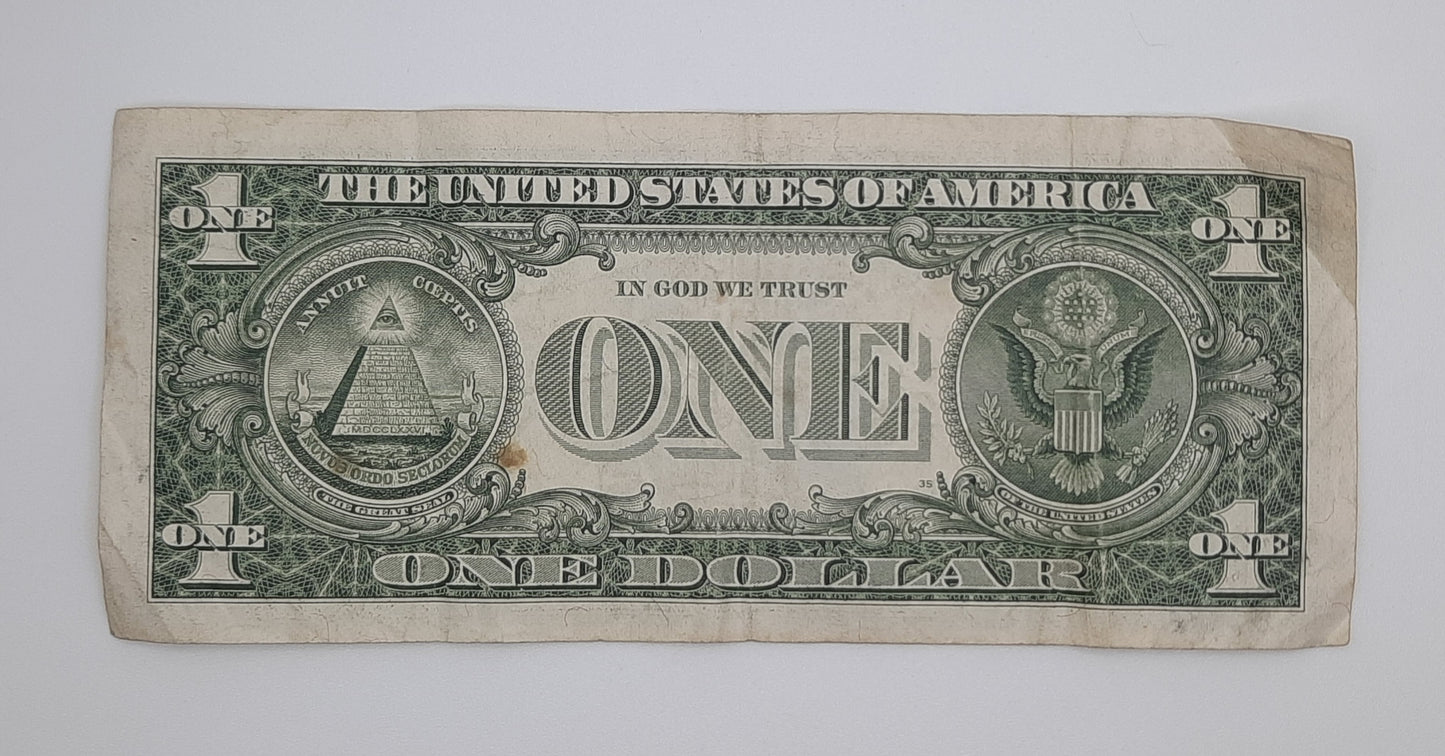 1985 United States of America - 1 (One) US Dollar Federal Reserve Banknote P-454 Serial No. E 43898776 B