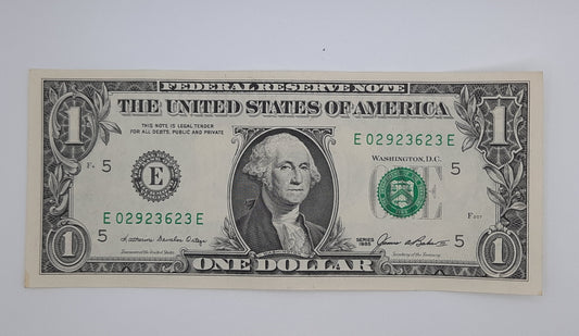 1985 United States of America - 1 (One) US Dollar Federal Reserve Banknote P-454 Serial No. E 02923623 E