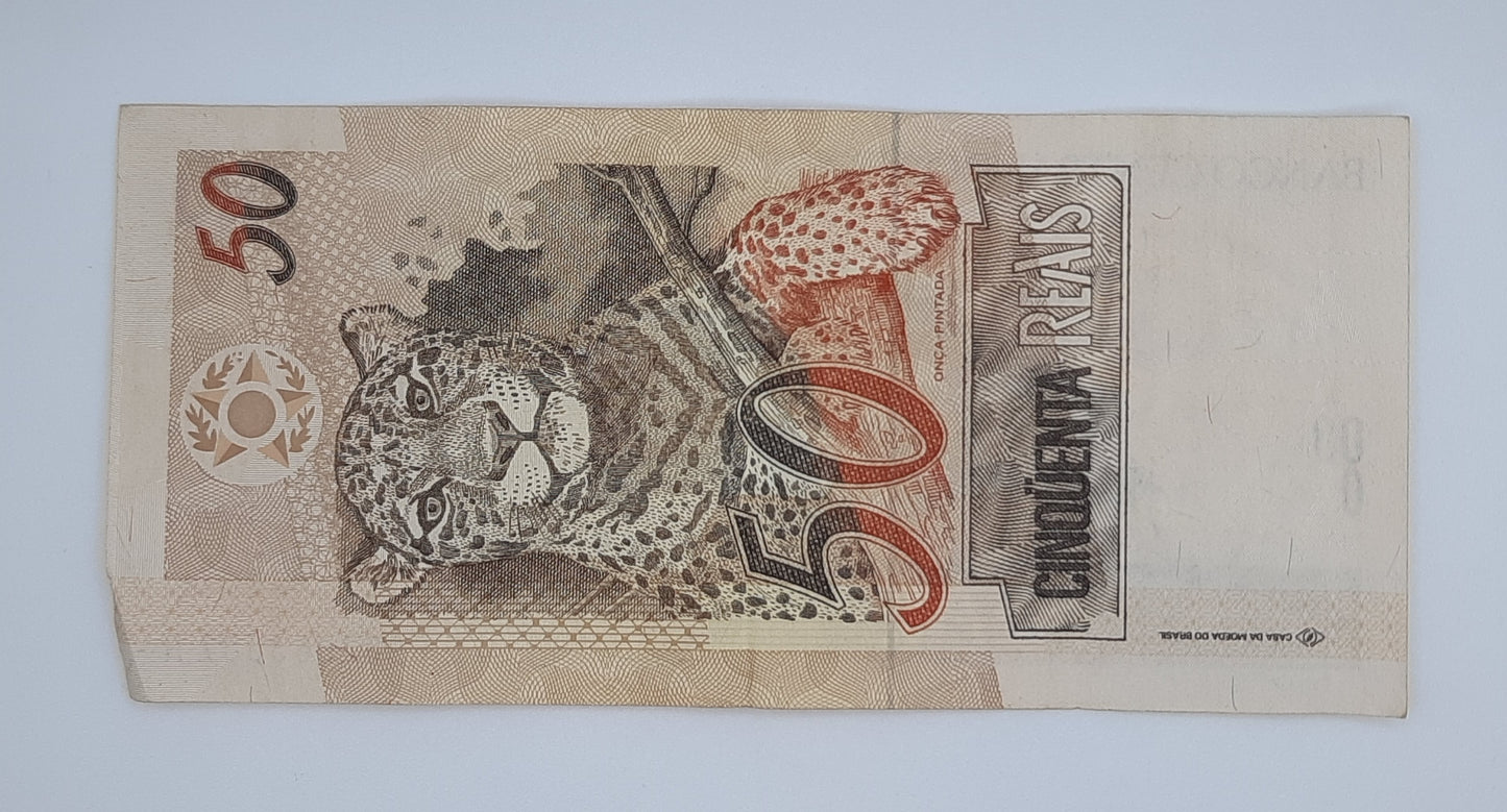 1994 Brazil, Banco Central Do Brasil - 50 Brazilian Reais Real Banknote P-246p Serial No. E 6932063602 A