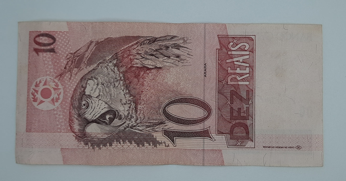 1997 Brazil, Banco Central Do Brasil - 10 Brazilian Reais Real Banknote P-245am Serial No. F 5494072631 C