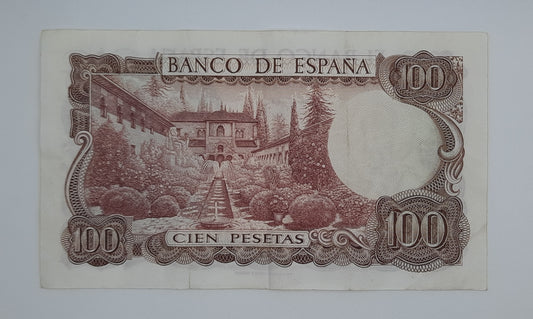 1970 Spain, Banco De Espana - 100 Spanish Pesetas Banknote ESP P-152 Serial No 3T 9074245