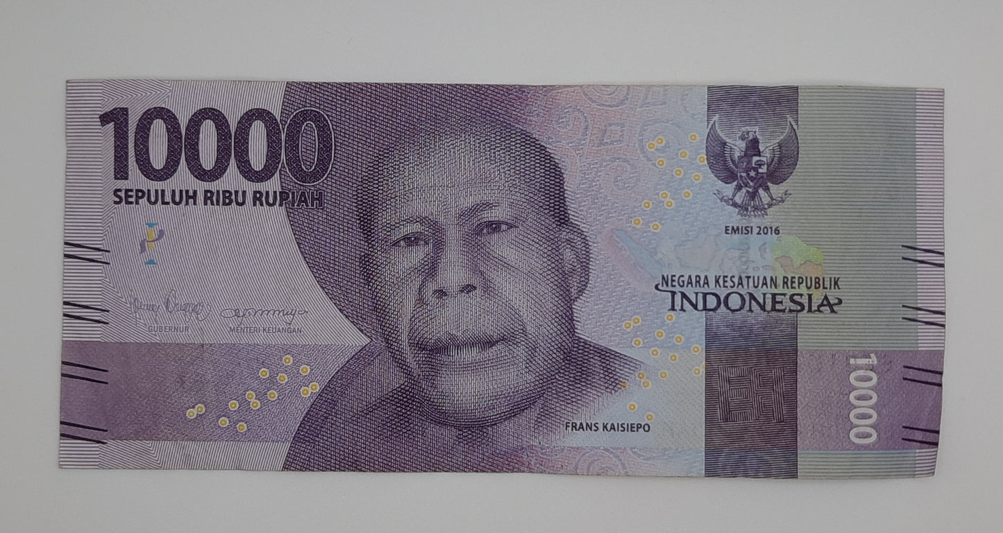 2016 Bank Indonesia - 10000 Indonesian Rupiah Banknote Serial No. EEN 1829847 P-154