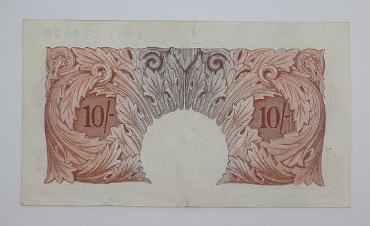 1955 Bank of ENGLAND, UK - 10 /- (Ten) British Shillings Banknote Serial No. T43Y 074025 B-271