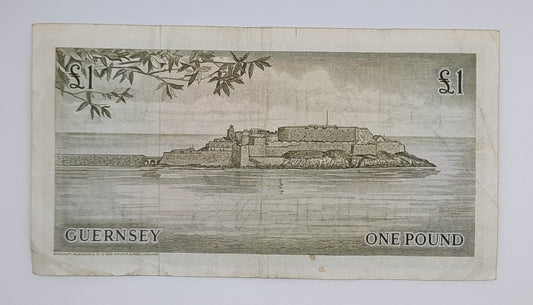 1969 States of Guernsey, Channel Islands - 1 (One) Guernsey Pound Banknote Serial No. H 192493 P-45c
