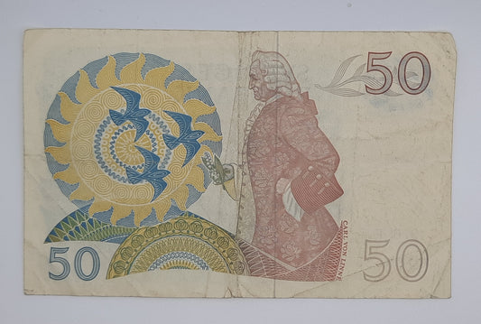1976 Sweden, Sveriges Riksbank - 50 Swedish Kronor SEK Banknote Serial No. C 788525 P-53b.2