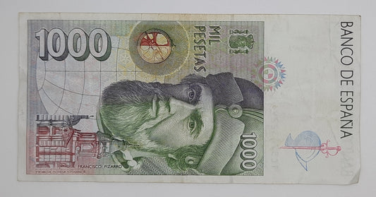 1992 Spain, Banco De Espana - 1000 Spanish Pesetas Banknote ESP Serial No 1C 5743229 P-163