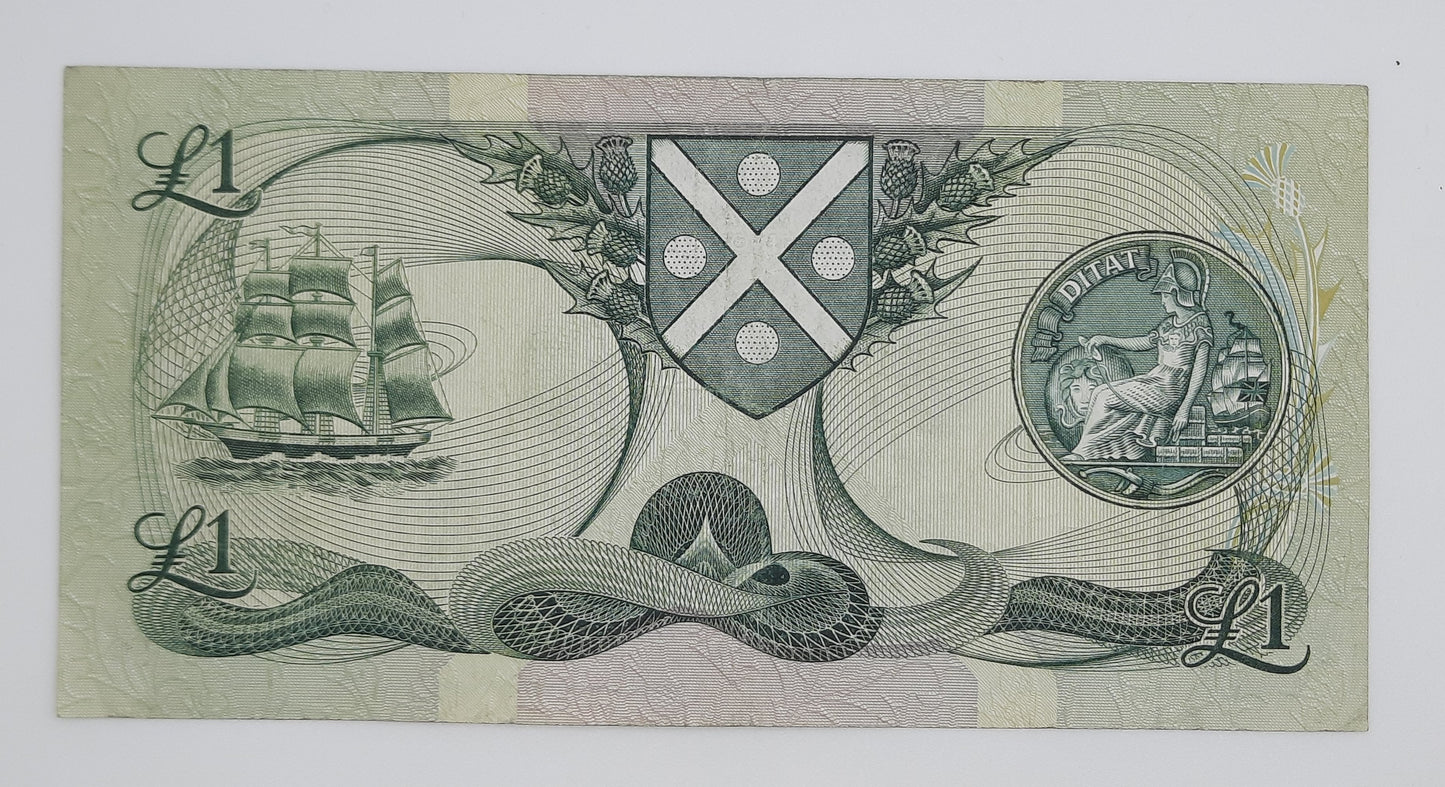 1986 The Bank of Scotland UK - £1 (One) Scottish Pound Banknote Serial No. E1 0356713 P-111
