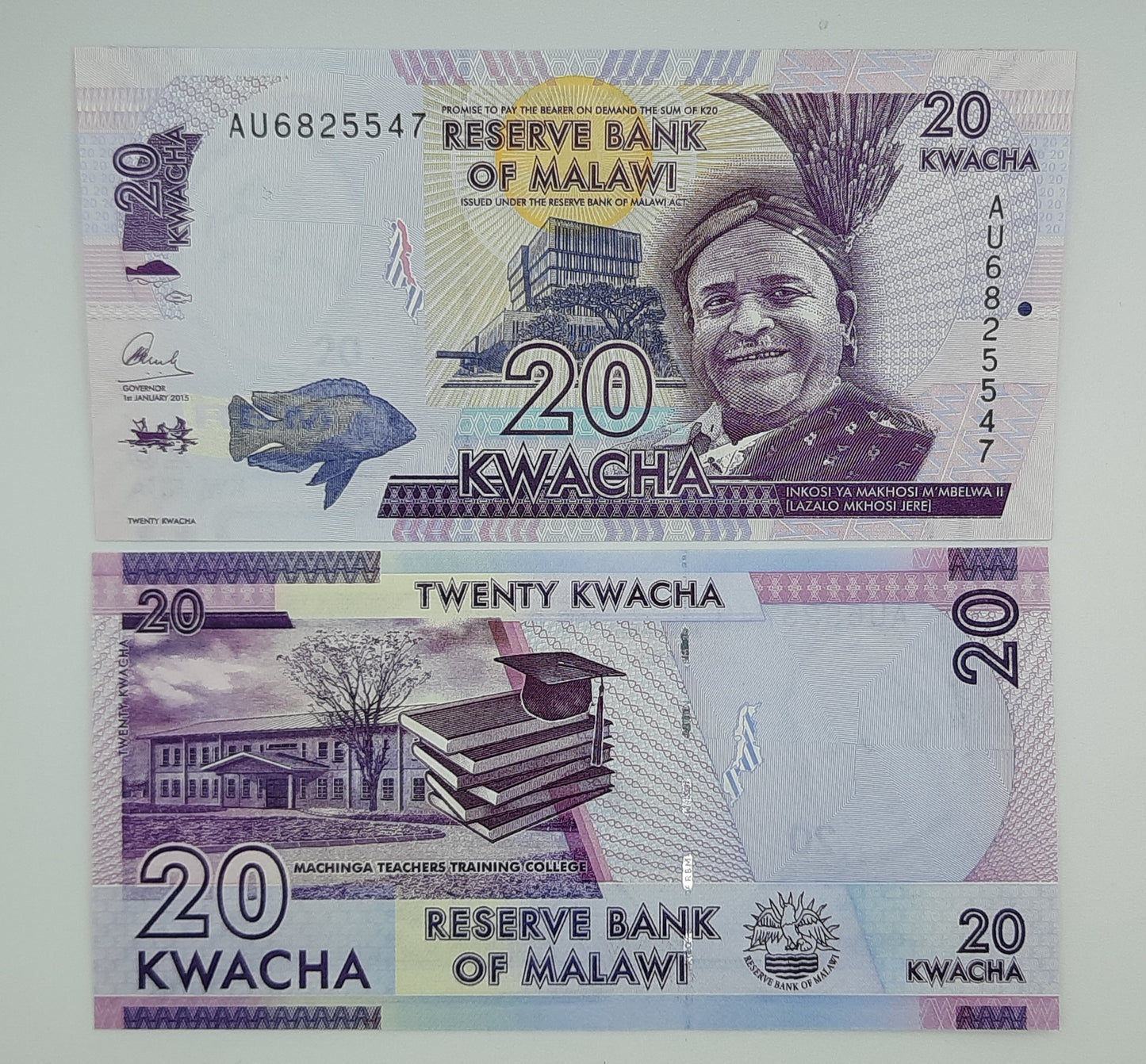 2015 Reserve Bank of Malawi - 20 Malawian Kwacha Banknote Wor P-63b