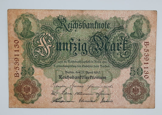 1910 Germany, German 2nd Empire (Kaiserreich) - 50 German Mark Banknote P-42