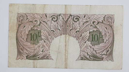 1940 Bank of ENGLAND, UK - 10 /- (Ten) British Shillings Banknote Serial No. K39D 160633 P-366