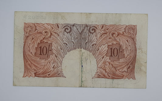 1955 Bank of ENGLAND, UK - 10 /- (Ten) British Shillings Banknote Serial No. X64Y 635027 B-271