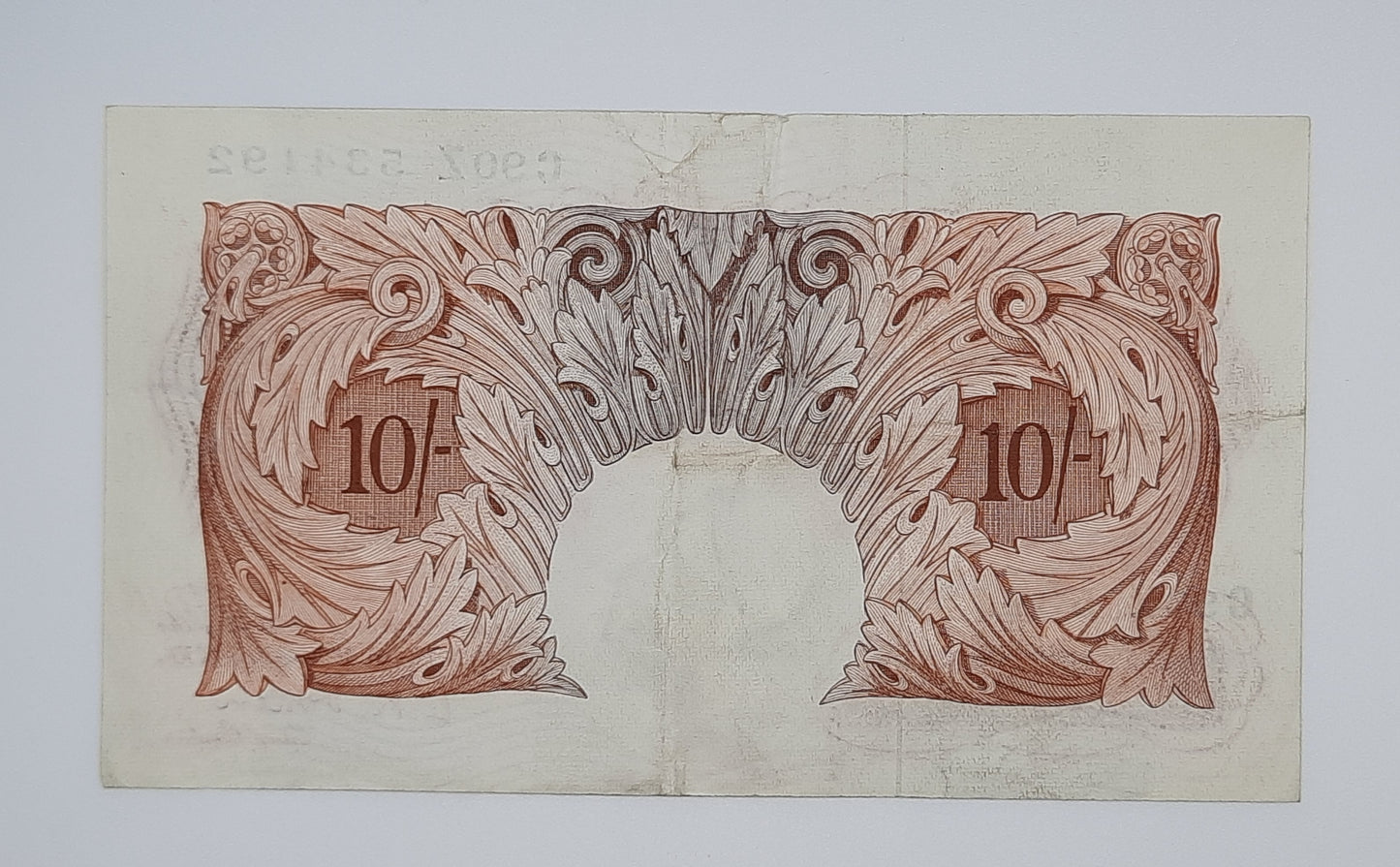 1955 Bank of ENGLAND, UK - 10 /- (Ten) British Shillings Banknote Serial No. C90Z 534192 B-271