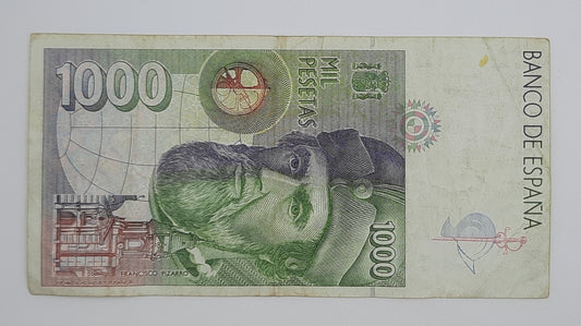 1992 Spain, Banco De Espana - 1000 Spanish Pesetas Banknote ESP Serial No 4A 757194 P-163