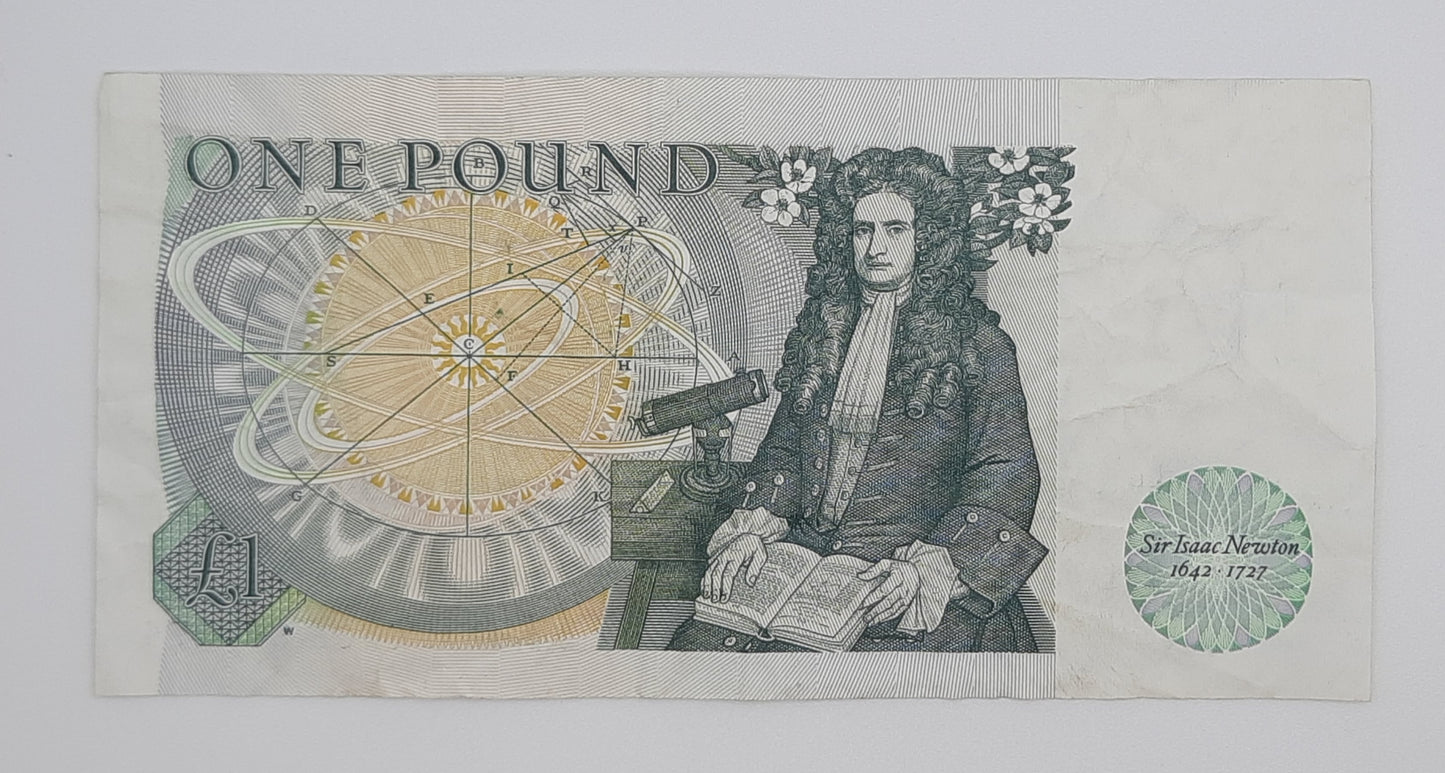 1981 Bank of ENGLAND, United Kingdom - £1 (One) British Pound Banknote Somerset Serial No. CW05 847274