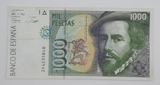 1992 Spain, Banco De Espana - 1000 Spanish Pesetas Banknote ESP Serial No 2F 42358404 P-163