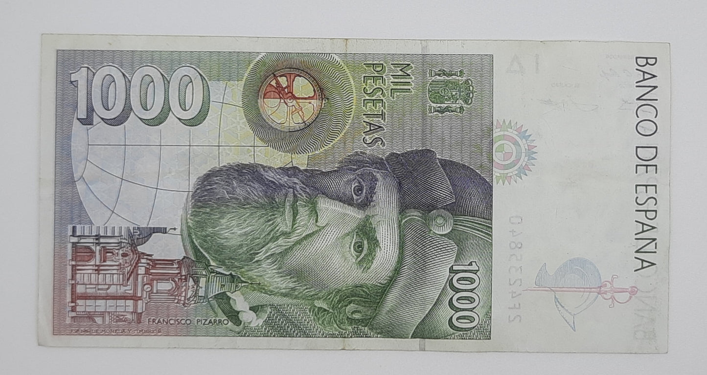 1992 Spain, Banco De Espana - 1000 Spanish Pesetas Banknote ESP Serial No 2F 42358404 P-163
