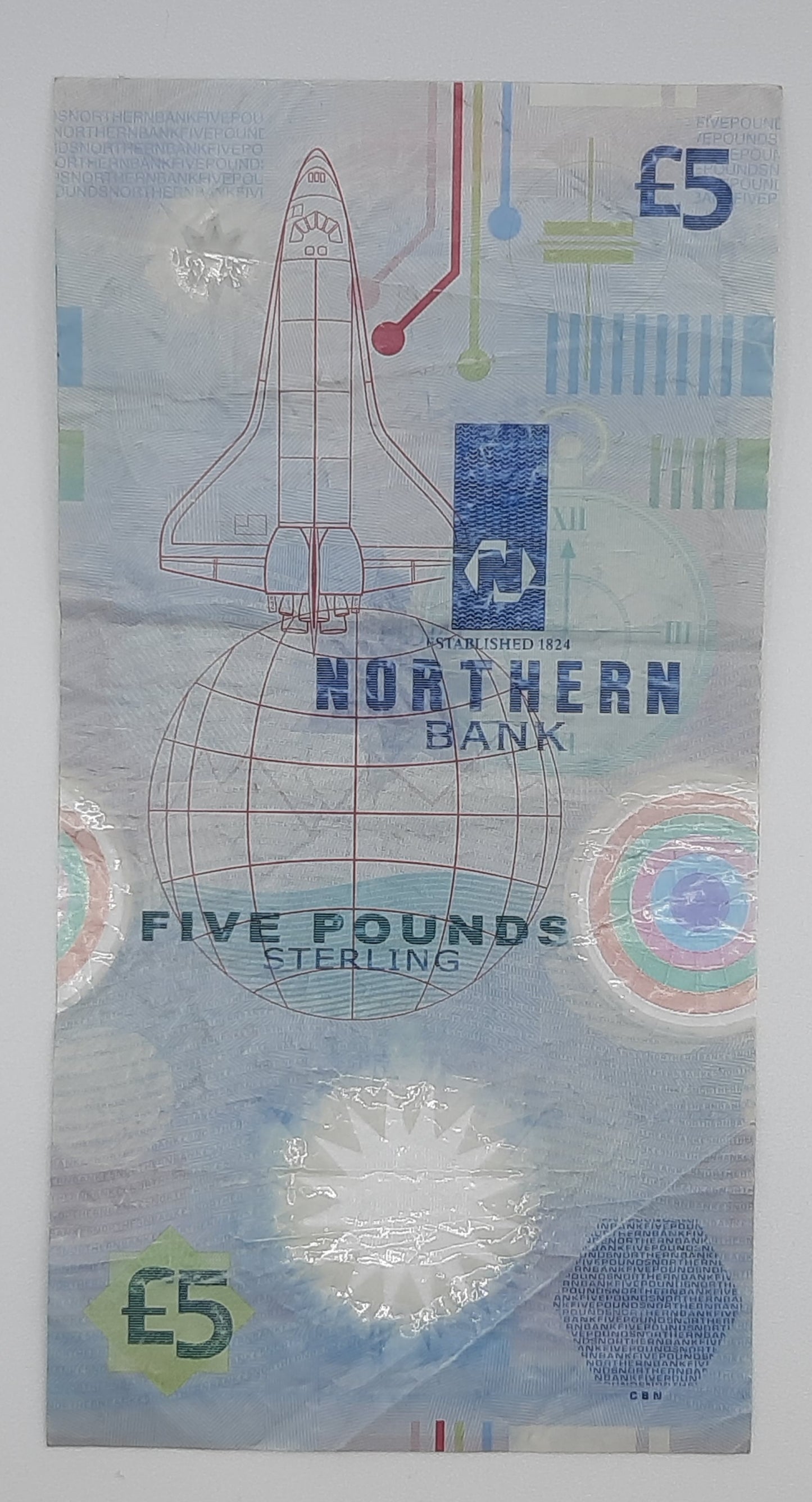 1999 Northern Bank Northern Ireland UK - 5 Pounds Note Serial No. MM 1765035 P-203a