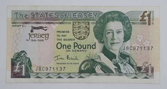 2004 States of Jersey, Channel Islands - 1 (One) Jersey Pound Banknote Serial No. J8C 971137 P-31 800 Years of Jersey under the Crown
