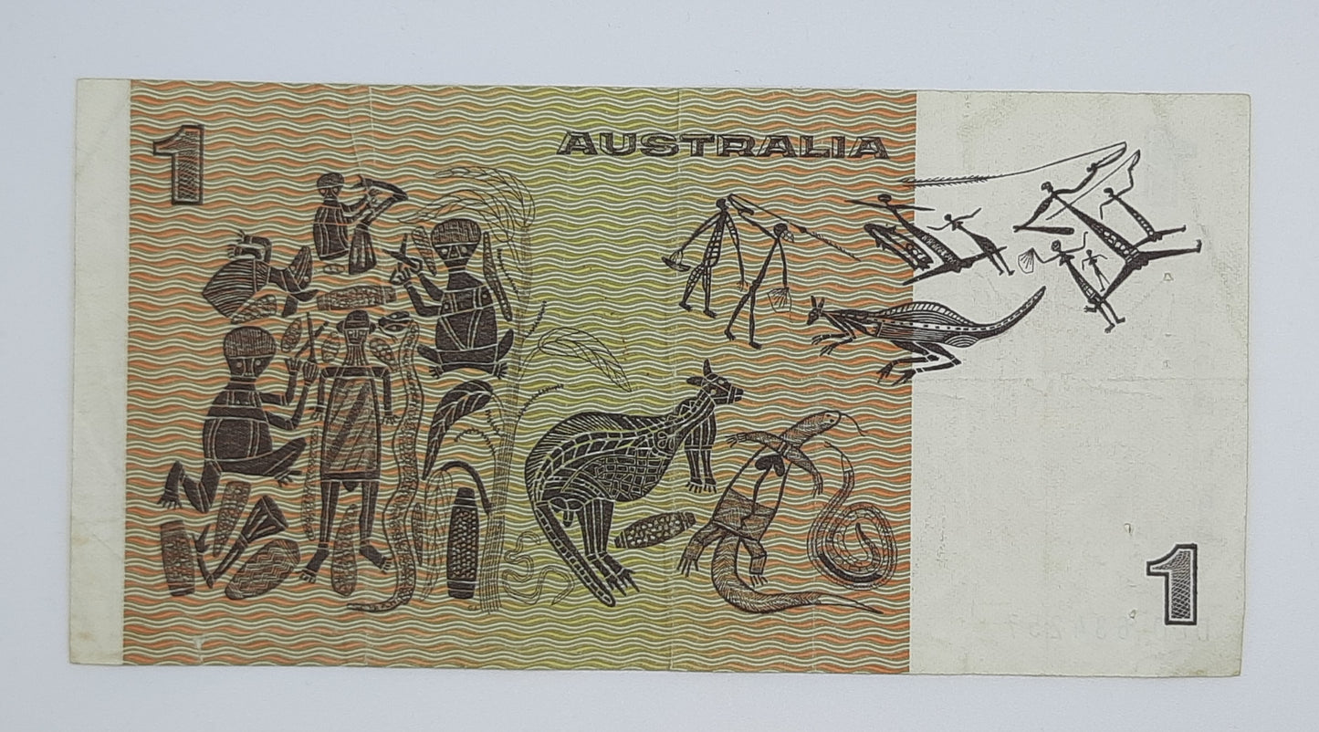 1982 Reserve Bank of Australia - 1 (One) AUD Australian Dollar Banknote Serial No. DLD 634257 P-42c