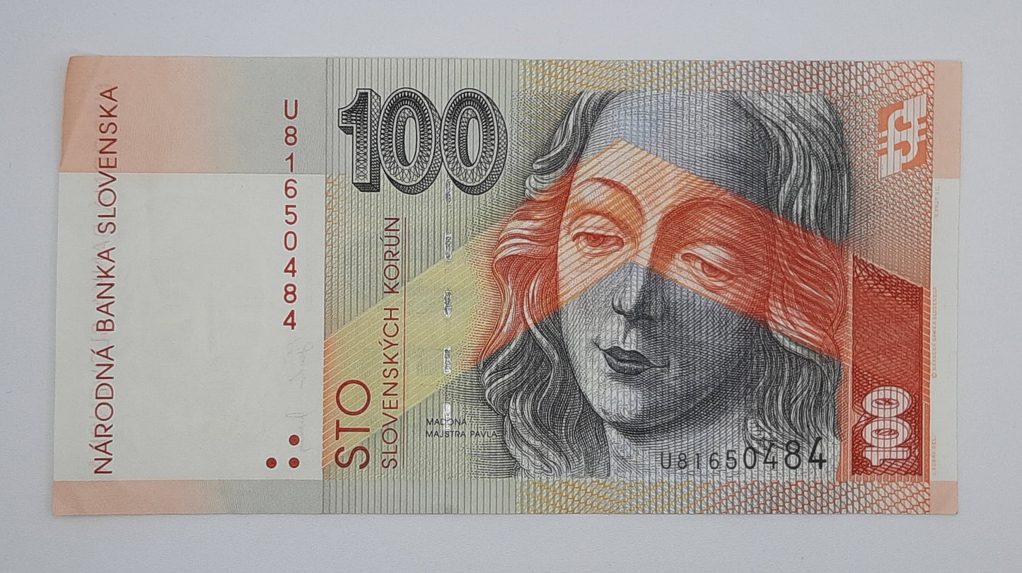 2004 Slovakia Narodna Banka Slovenska 100 Korun Banknote P-44a Serial No. U 81650484