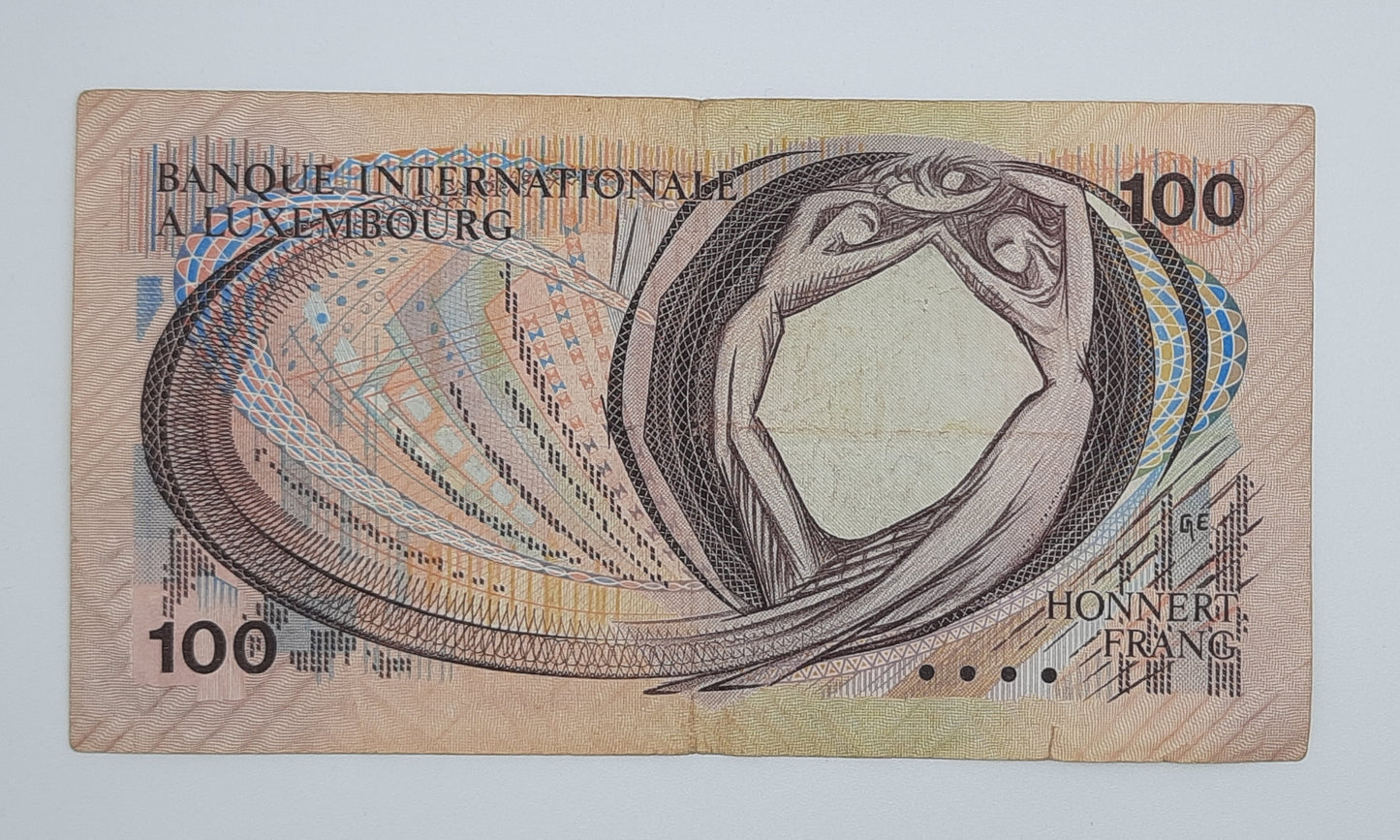 1981 Banque Internationale A Luxembourg 100 Francs Banknote P-14a Serial No. F 0840814