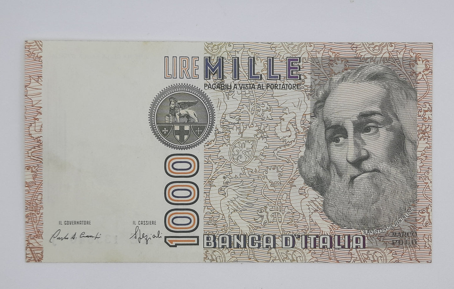 1982 Banca D'Italia, Italy - 1000 Italian Lire ITL Banknote P-109 Serial No. AE 135640 J