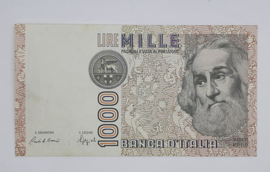 1982 Banca D'Italia, Italy - 1000 Italian Lire ITL Banknote P-109 Serial No. AE 135640 J