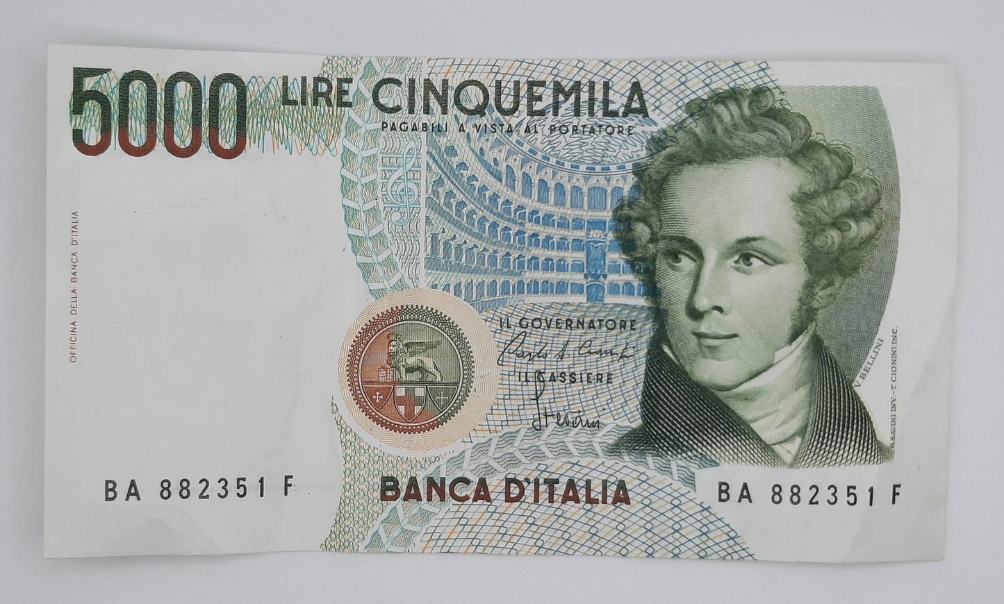 1985 Banca D'Italia Italy - 5000 Italian Lire ITL Banknote P-111 Bellini