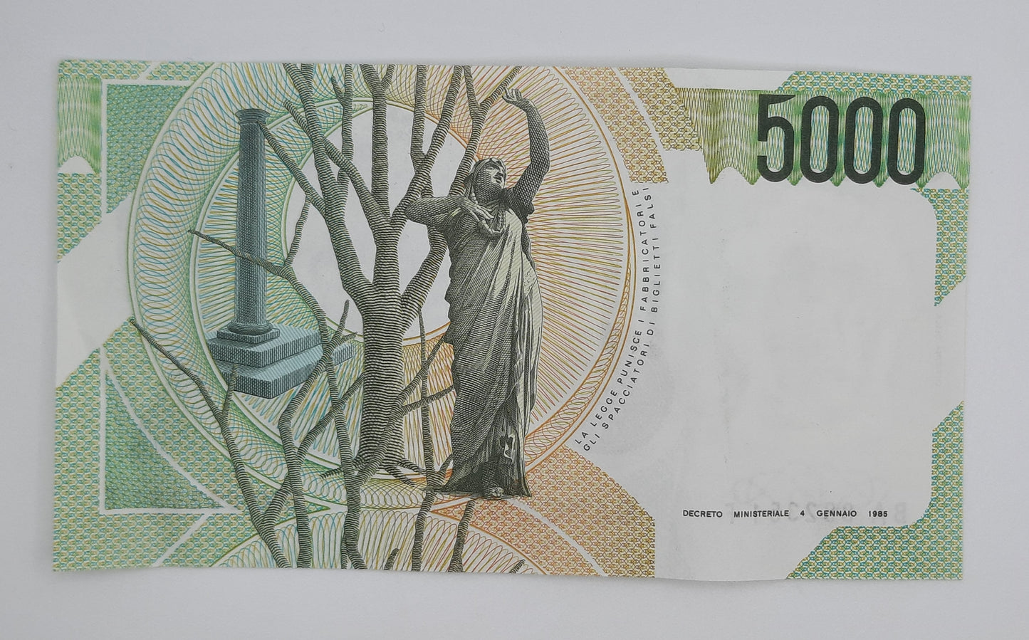1985 Banca D'Italia Italy - 5000 Italian Lire ITL Banknote P-111 Bellini