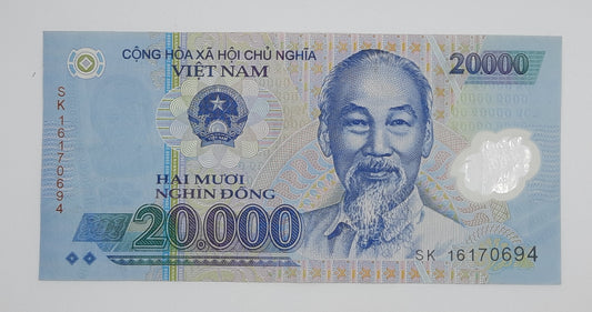 2016 Vietnam, Cong Hoa Xa Hoi Chu Nghia - 20000 Vietnamese Dong Banknote P-120G Serial No. SK 16170694