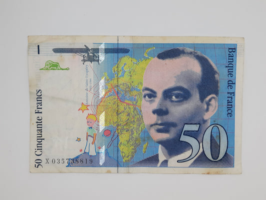 1997 Banque De France - 50 (Fifty) French Francs Banknote Serial No. X 035738819