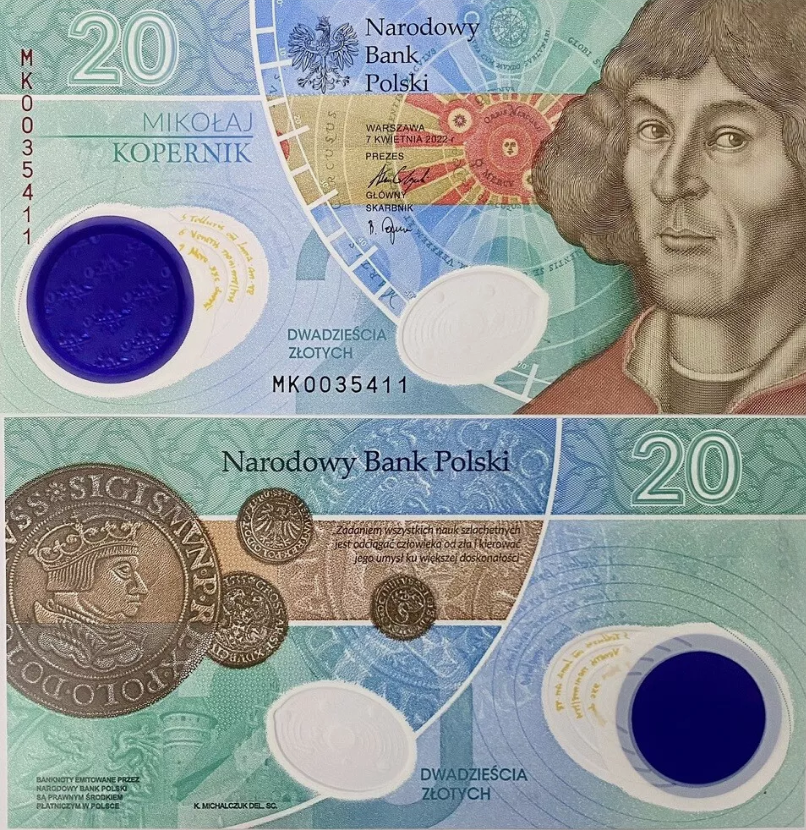 2022 Narodowy Bank Polski, Poland - 20 Polish Zlotych PLN Banknote Nicolaus Copernicus  '550th Anniversary Tribute'
