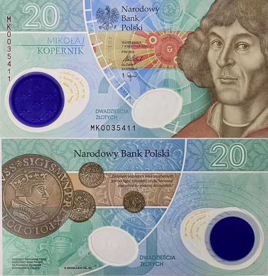 2022 Narodowy Bank Polski, Poland - 20 Polish Zlotych PLN Banknote Nicolaus Copernicus  '550th Anniversary Tribute'